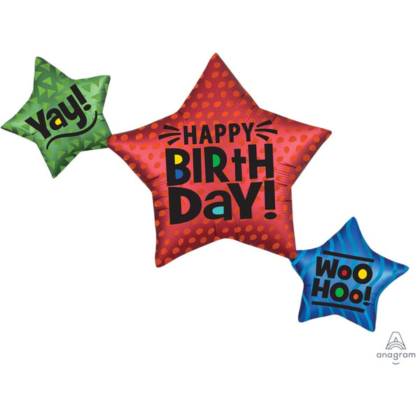 SUPERSHAPE SATIN STAR TRIO HAPPY BIRTHDAY P35